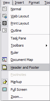 how to delete header and footer in word 2003