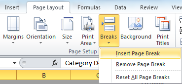 how to insert page breaks printing in google sheets