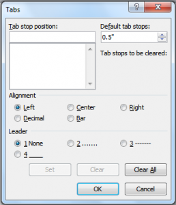 Word-Tabs-Dialog Tabs Dialog box in Microsoft Word
