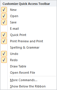 Post image for Customizing the Quick Access Toolbar