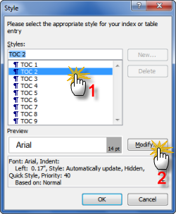 Style dialog box