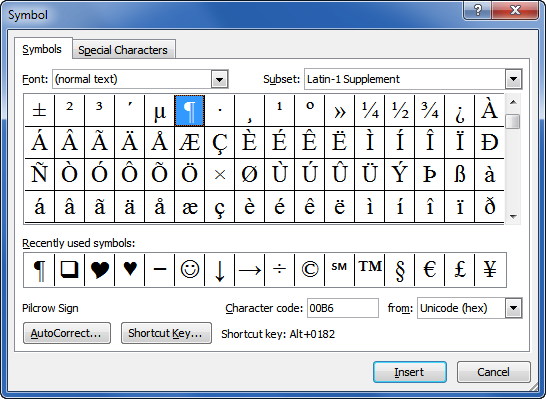 Inserting symbols and special characters - Legal Office Guru