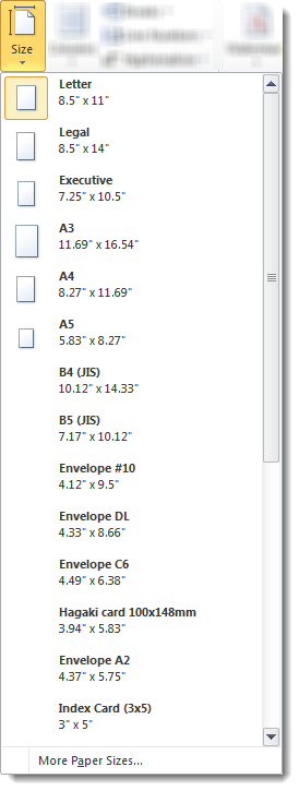 Word-paper-size