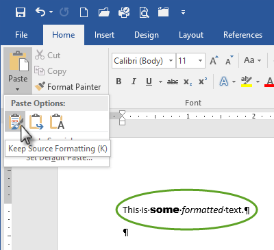 cannot keep source formatting in word