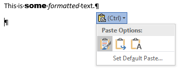 word for mac changing the default paste option