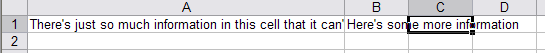 Text in an Excel cell that's not wrapped and is cut off