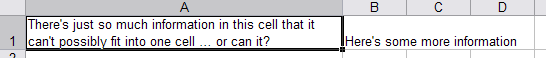 Text in an Excel cell with line wrap turned on