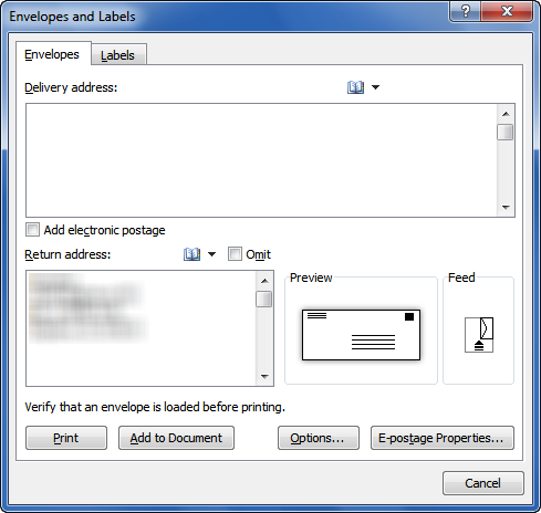 can i print an envelope in word 365