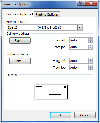 libreoffice setting 10 envelope template