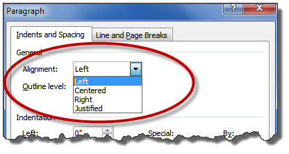 paragraph dialog box launcher