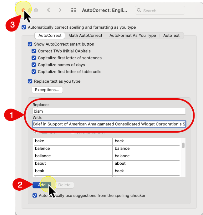 Mac Autocorrect entry