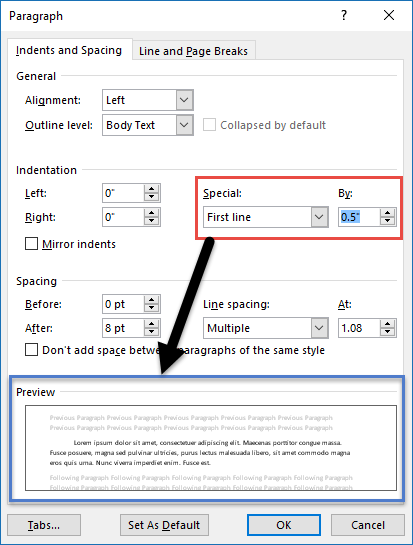 indenting paragraphs