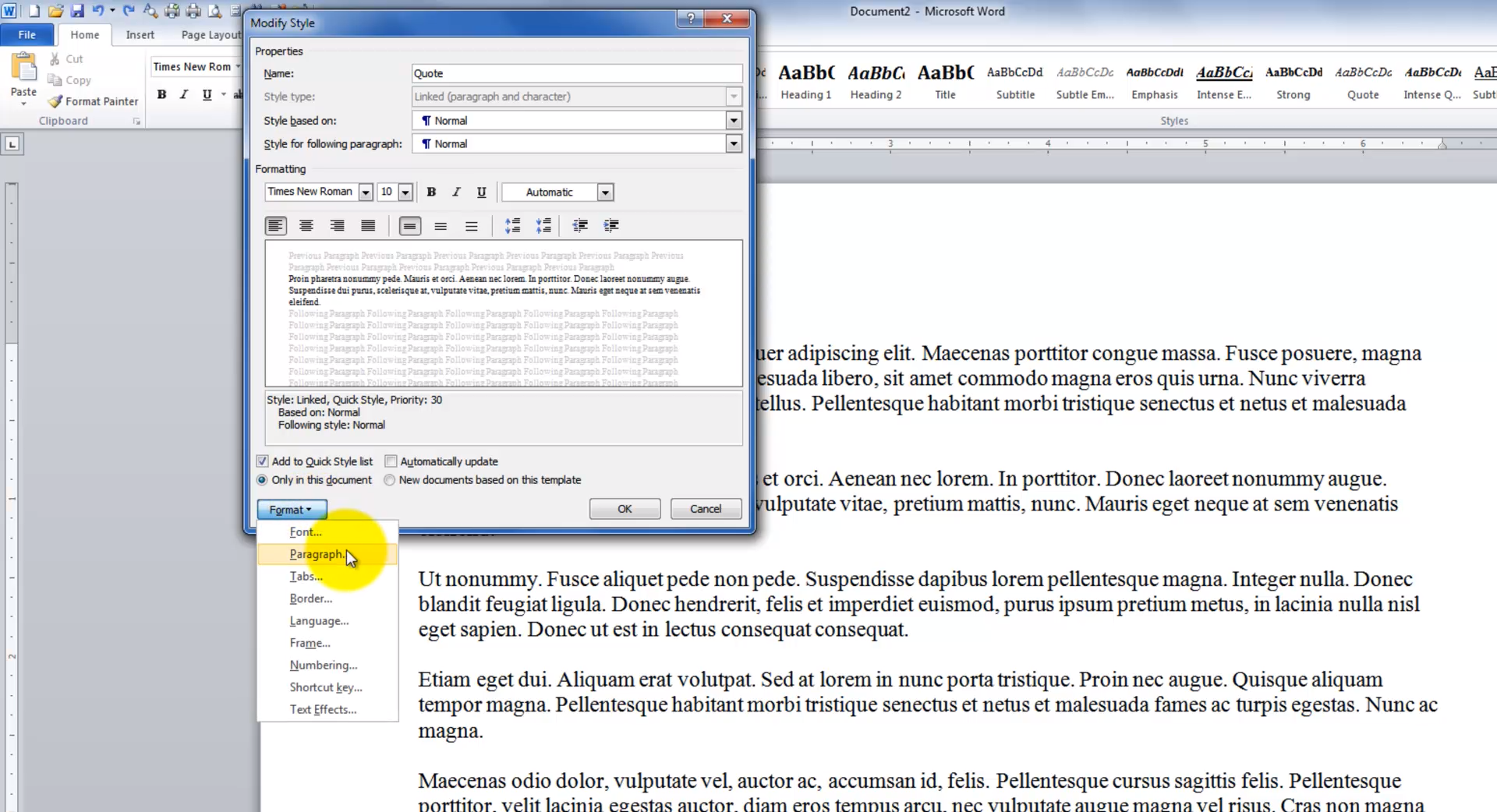 How to Double Indent in a Microsoft Word document