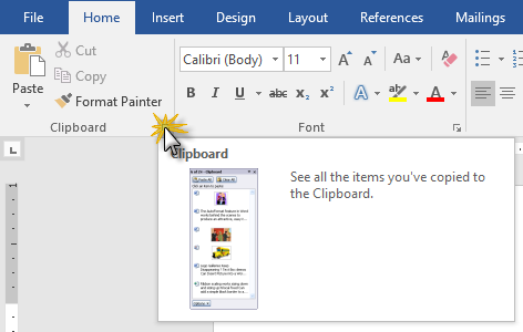 finding the clipboard on word 2013 for mac