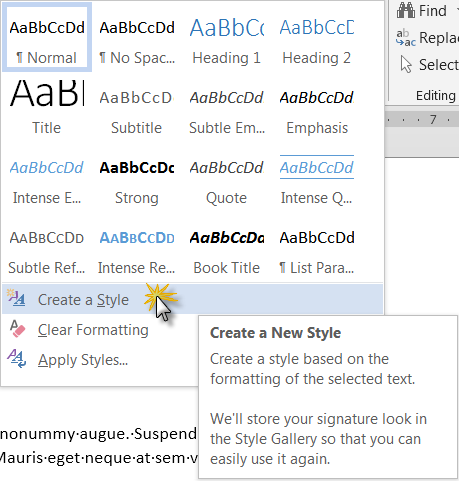 How to create a new Style in Microsoft Word