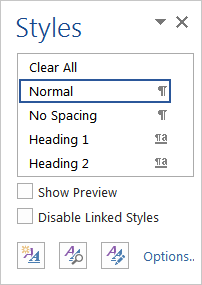 where is the styles pane in word 2013