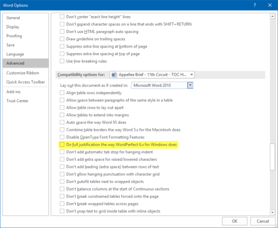 how to right justify in word 2016