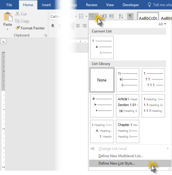 Multilevel paragraph numbering with Styles