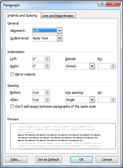 gaps in tex word for mac 2017