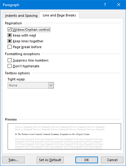 word table page break problem