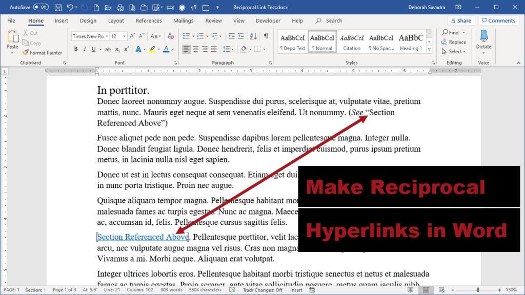 Reader Question How to create reciprocal hyperlinks in Microsoft Word