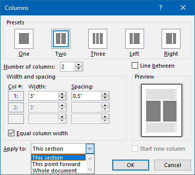 custom column width word for mac