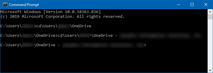 Switching to my OneDrive directories