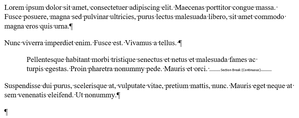 deleting section break in word does not work