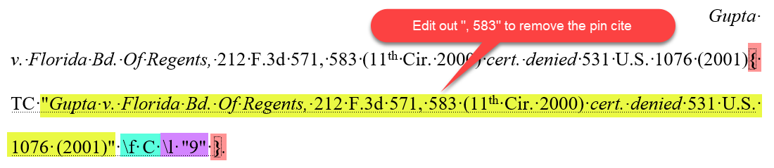 Parts of a TC field code