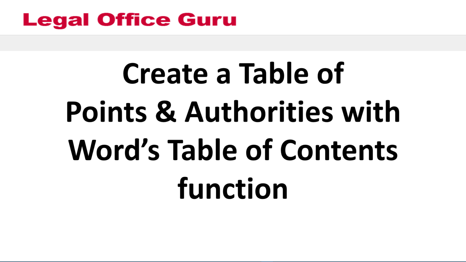 Hack TOC to create Points & Authorities Legal Office Guru
