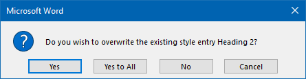 Error message about overwriting an existing Style