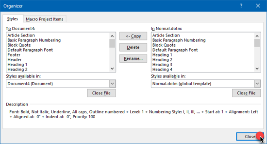 How to copy Styles from one document to another - Legal Office Guru